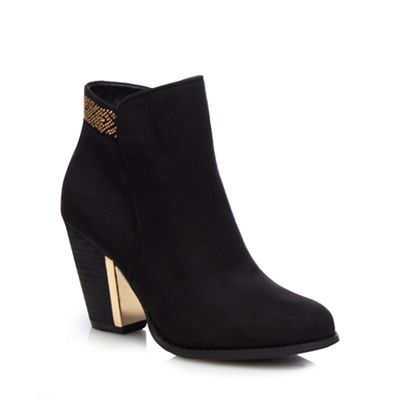 Black 'Jeriradda' gold trim high heeled ankle boots